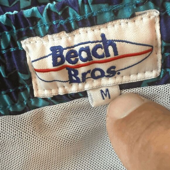 Beach Bros. Men's Star Print Elastic Waist Lined Swim Trunks‎ Blue Purple Medium - Picture 4 of 10